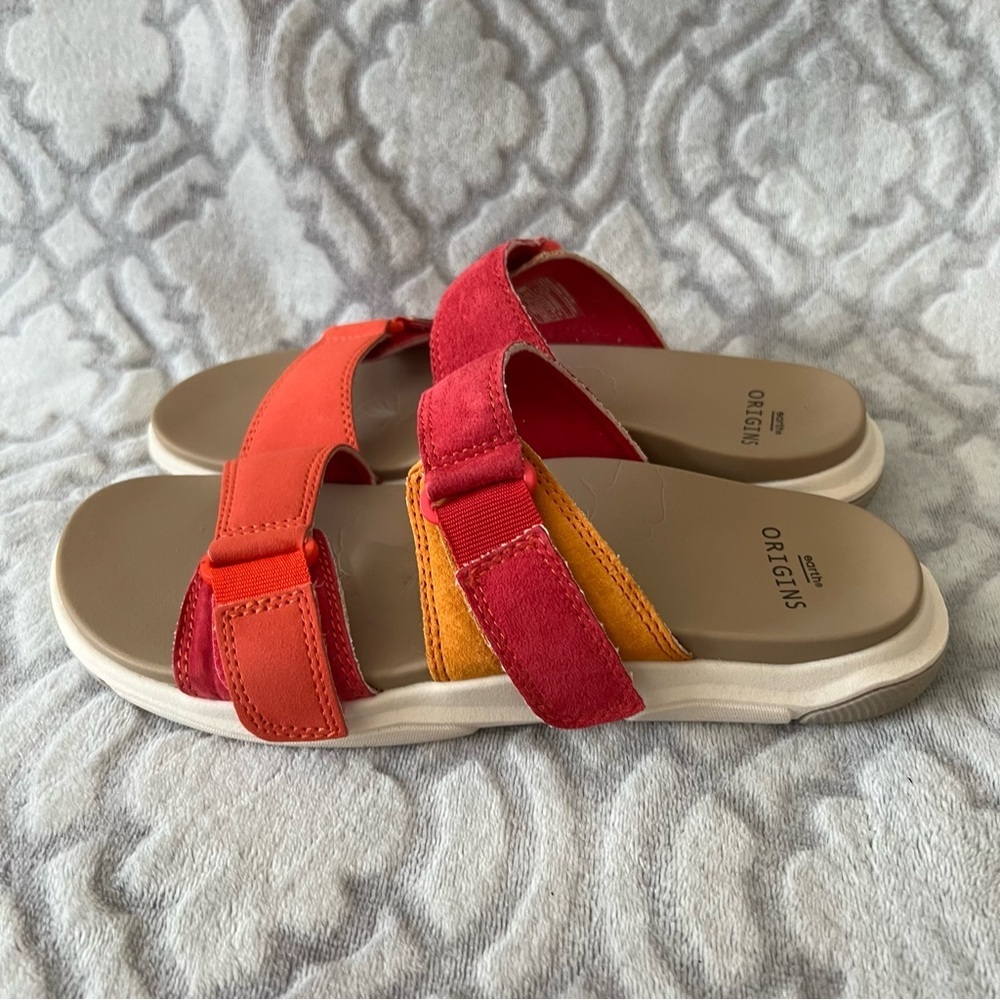 Earth Origins Vesper Suede Slides 8 Raspberry Multi NWOT - Picture 4 of 8